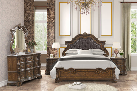 Leovanni Dark Brown Queen Full Bed - Ornate Home
