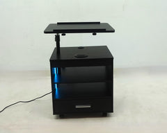 Lerma Black Ash 1-drawer Adjustable Tray Top Nightstand With Speaker - Ornate Home