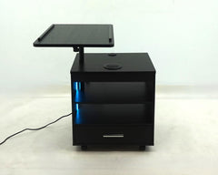 Lerma Black Ash 1-drawer Adjustable Tray Top Nightstand With Speaker - Ornate Home