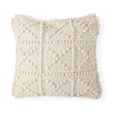 Leroy Cream 18x18 Raised Pattern Detail Pillow Cover - Ornate Home