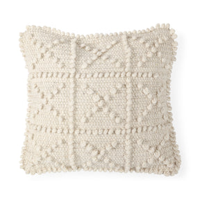 Leroy Cream 18x18 Raised Pattern Detail Pillow Cover - Ornate Home