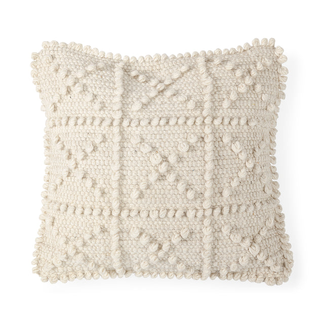 Leroy Cream 18x18 Raised Pattern Detail Pillow Cover - Ornate Home