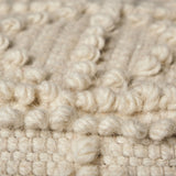 Leroy Cream Square Wool Pouf with Popcorn Detail - Ornate Home