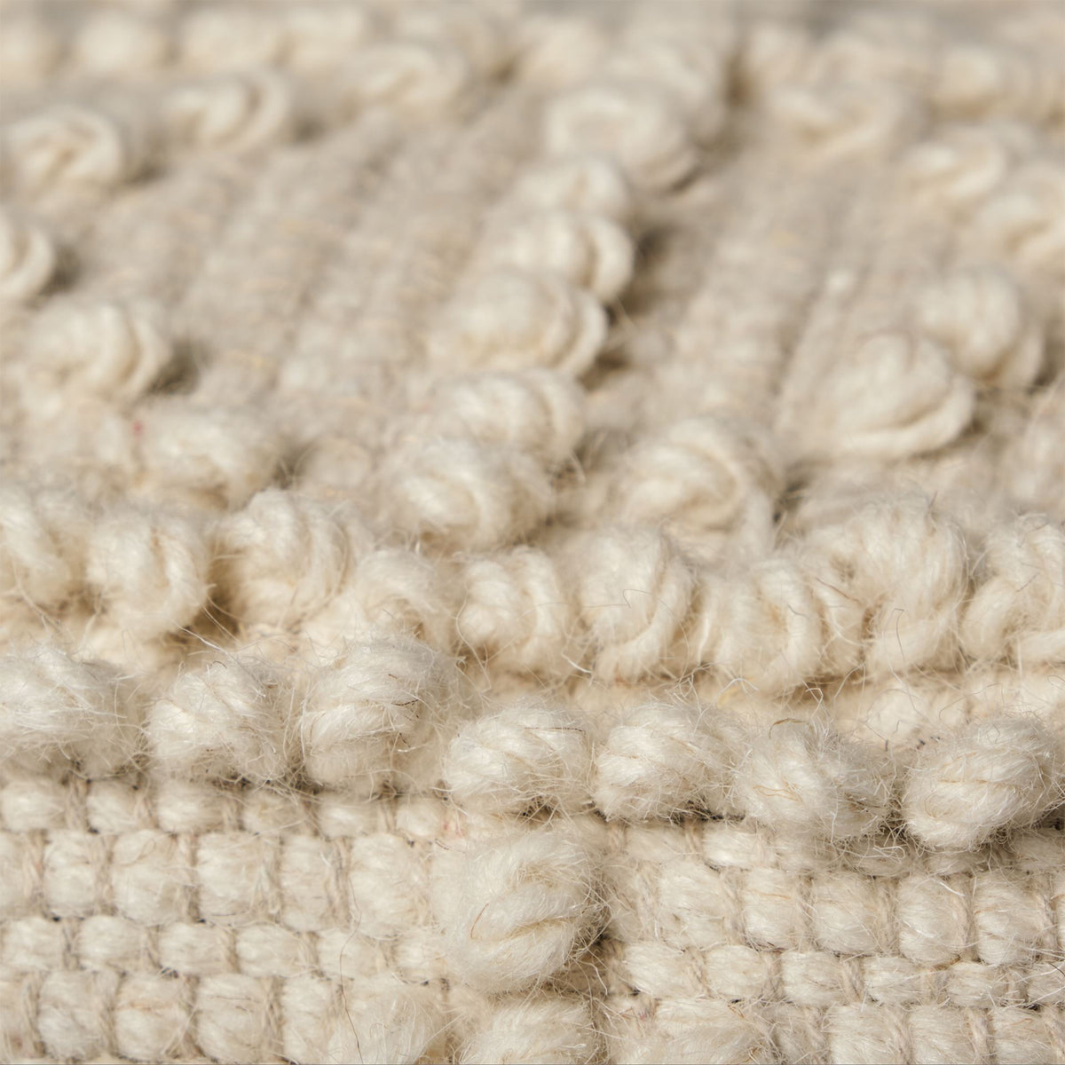 Leroy Cream Square Wool Pouf with Popcorn Detail - Ornate Home