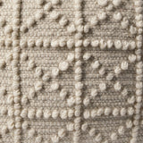 Leroy Cream Square Wool Pouf with Popcorn Detail - Ornate Home