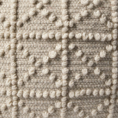 Leroy Cream Square Wool Pouf with Popcorn Detail