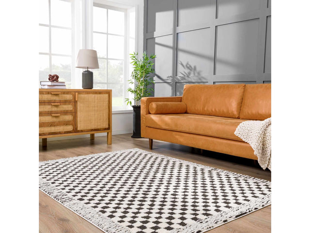 Leryn Black & White Checkered Area Rug - Ornate Home