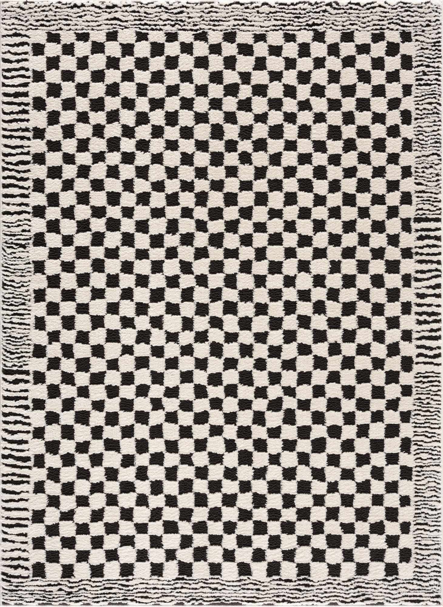Leryn Black & White Checkered Area Rug - Ornate Home