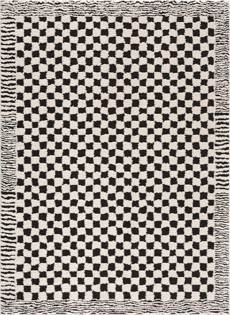 Leryn Black & White Checkered Area Rug - Ornate Home