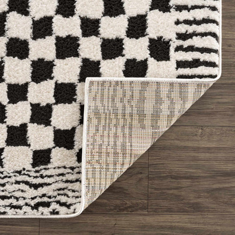 Leryn Black & White Checkered Area Rug - Ornate Home