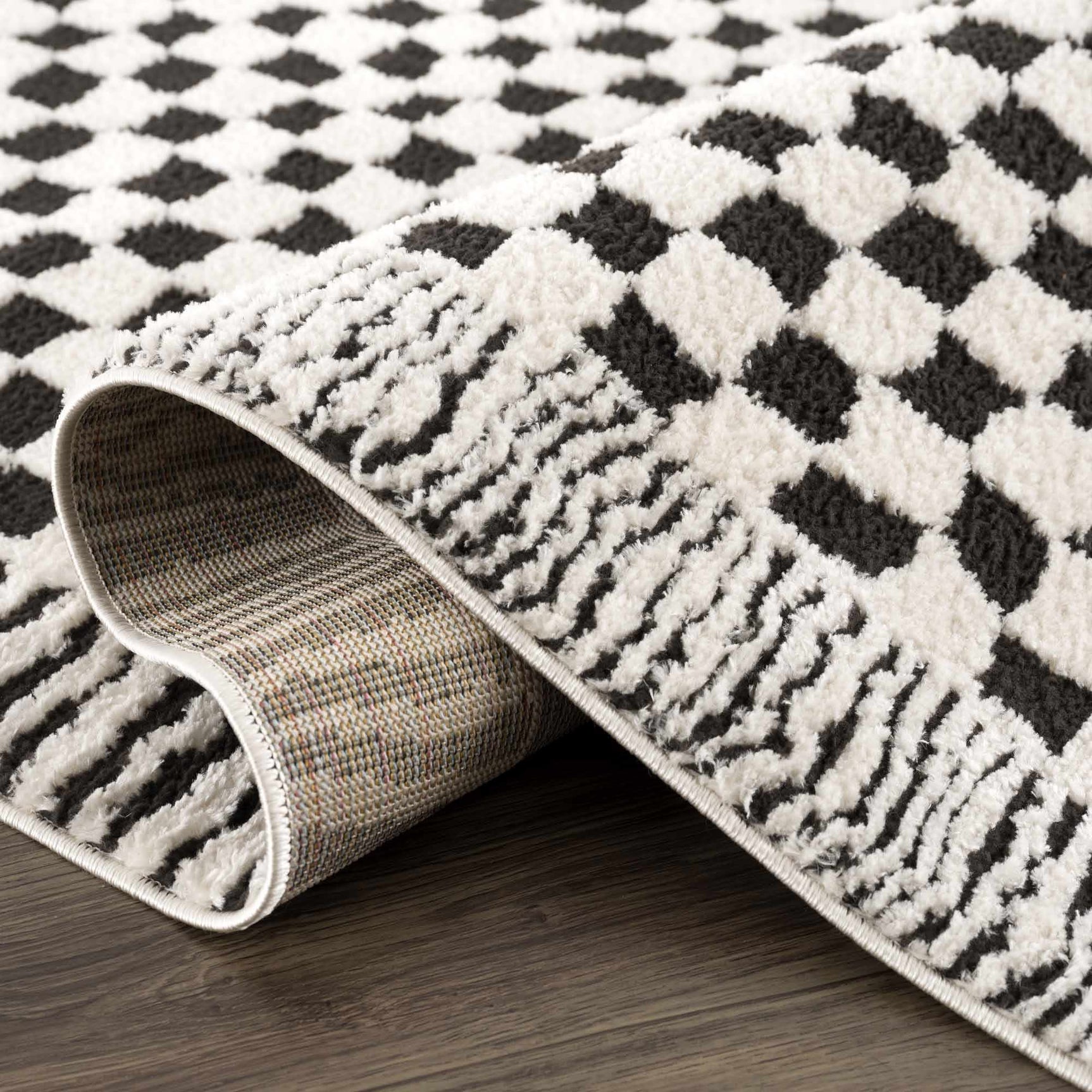 Leryn Black & White Checkered Area Rug - Ornate Home