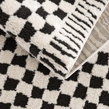 Leryn Black & White Checkered Area Rug - Ornate Home