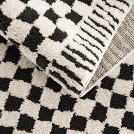 Leryn Black & White Checkered Area Rug - Ornate Home