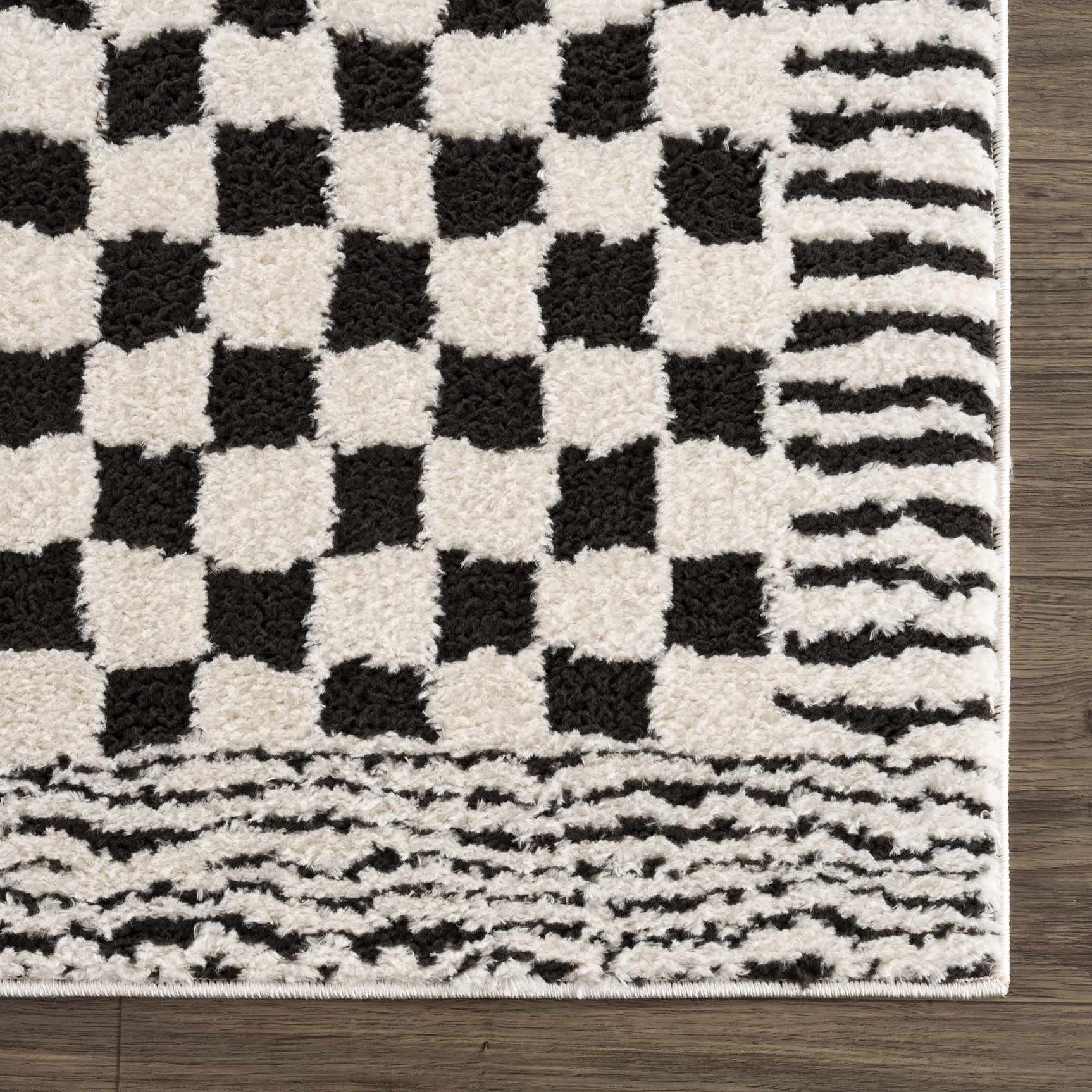 Leryn Black & White Checkered Area Rug - Ornate Home