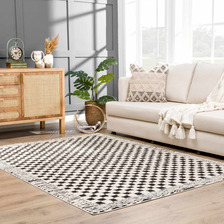Leryn Black & White Checkered Area Rug - Ornate Home