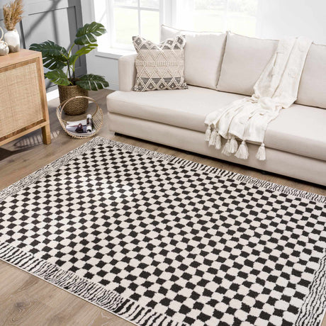 Leryn Black & White Checkered Area Rug - Ornate Home