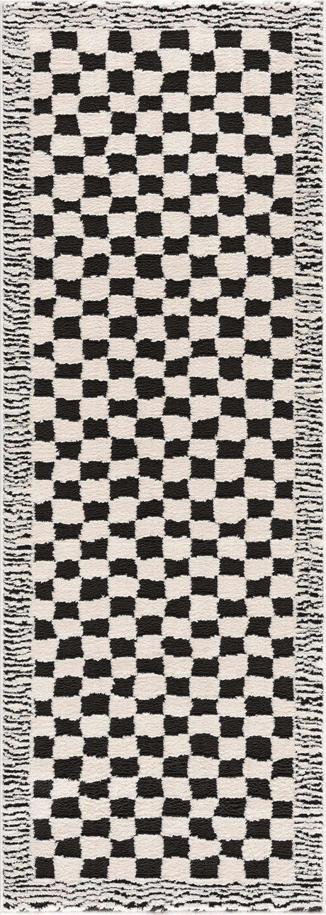 Leryn Black & White Checkered Area Rug - Ornate Home