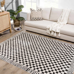 Leryn Black & White Checkered Area Rug - Ornate Home