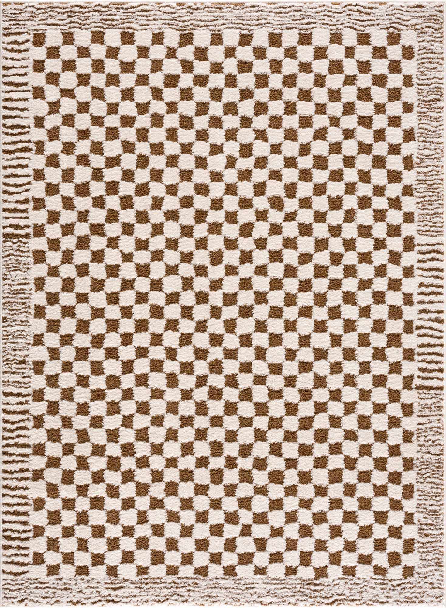 Leryn Brown Checkered Plush Rug - Ornate Home