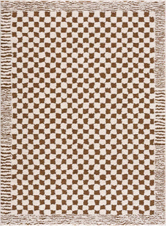 Leryn Brown Checkered Plush Rug - Ornate Home