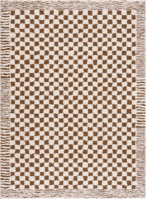 Leryn Brown Checkered Plush Rug - Ornate Home