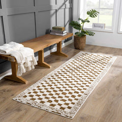 Leryn Brown Checkered Plush Rug - Ornate Home