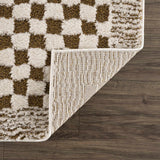 Leryn Brown Checkered Plush Rug - Ornate Home