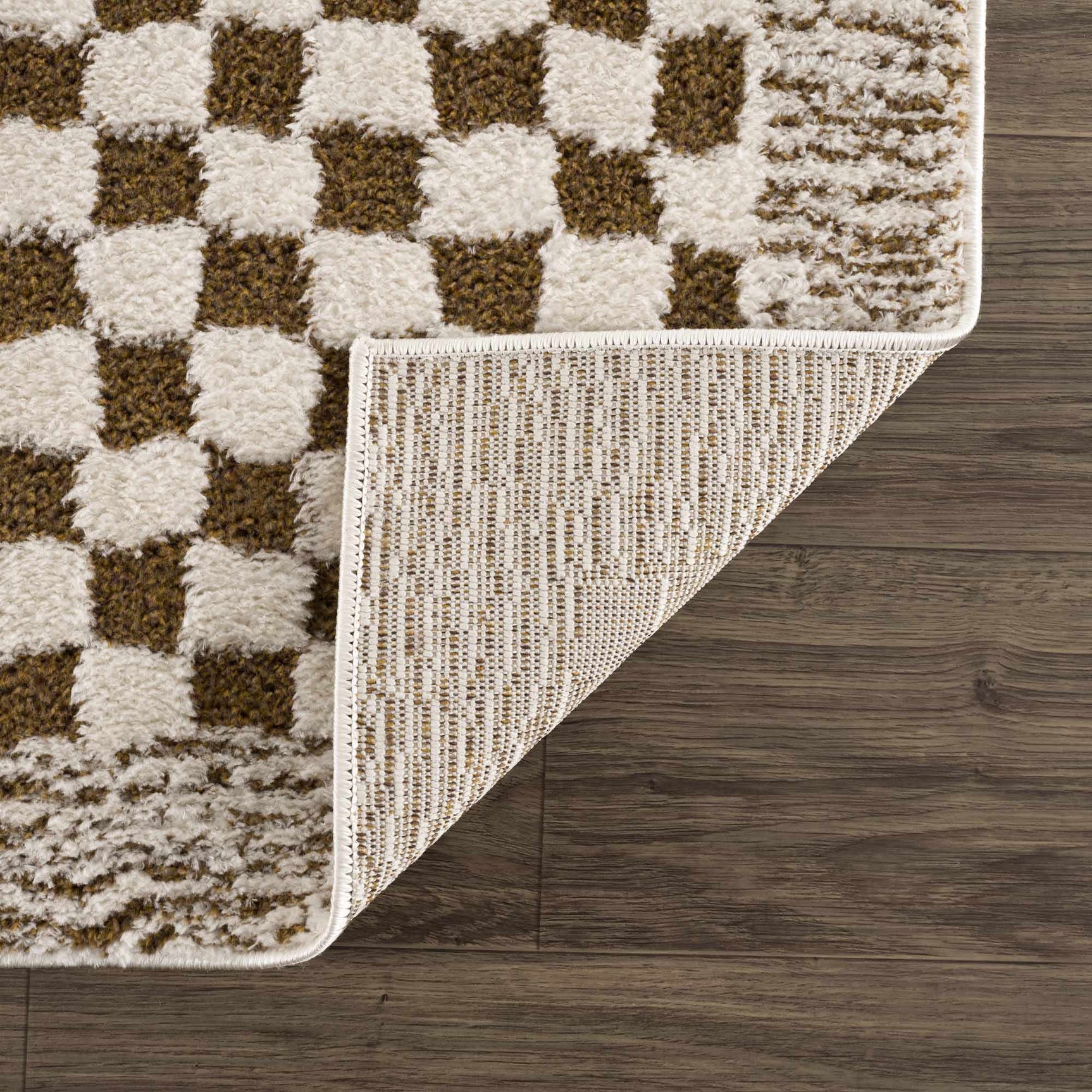 Leryn Brown Checkered Plush Rug - Ornate Home