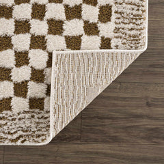 Leryn Brown Checkered Plush Rug - Ornate Home