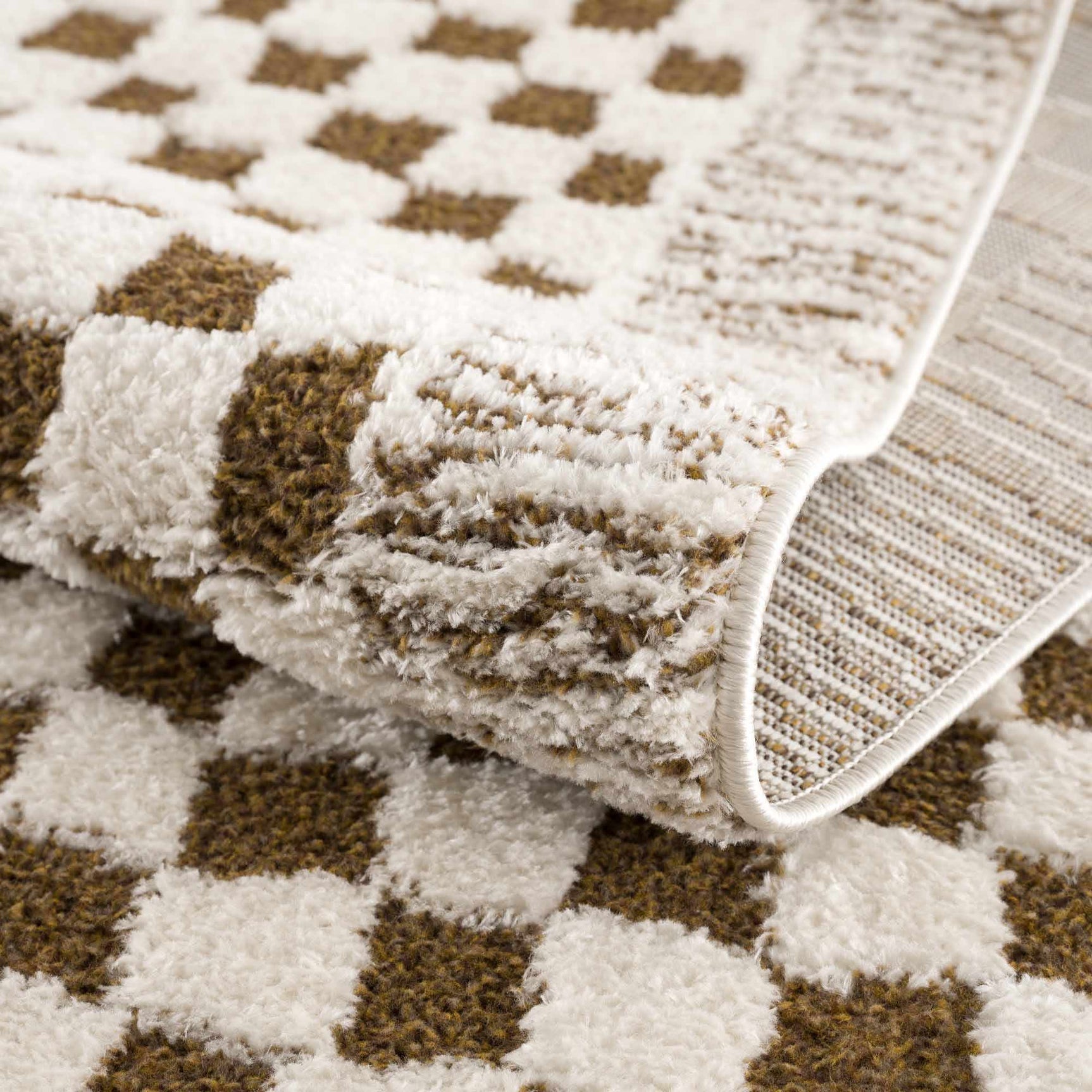 Leryn Brown Checkered Plush Rug - Ornate Home