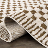 Leryn Brown Checkered Plush Rug - Ornate Home