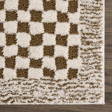 Leryn Brown Checkered Plush Rug - Ornate Home