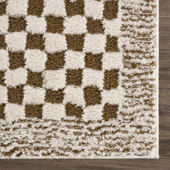 Leryn Brown Checkered Plush Rug - Ornate Home
