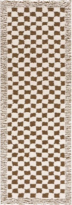 Leryn Brown Checkered Plush Rug - Ornate Home
