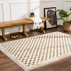 Leryn Brown Checkered Plush Rug - Ornate Home