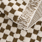 Leryn Brown Checkered Plush Rug - Ornate Home