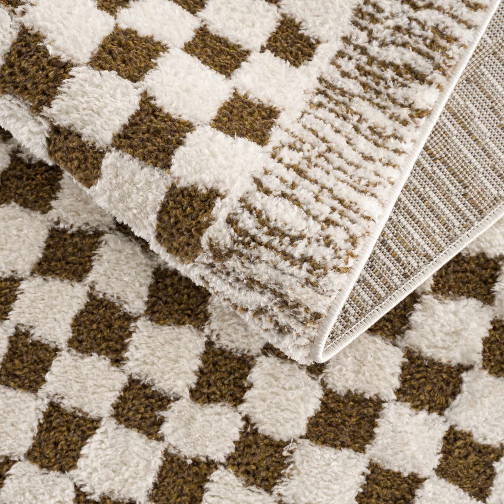 Leryn Brown Checkered Plush Rug - Ornate Home