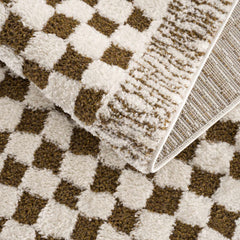 Leryn Brown Checkered Plush Rug - Ornate Home