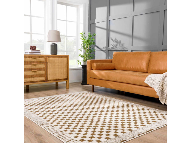Leryn Brown&White Checkered Rug - Ornate Home