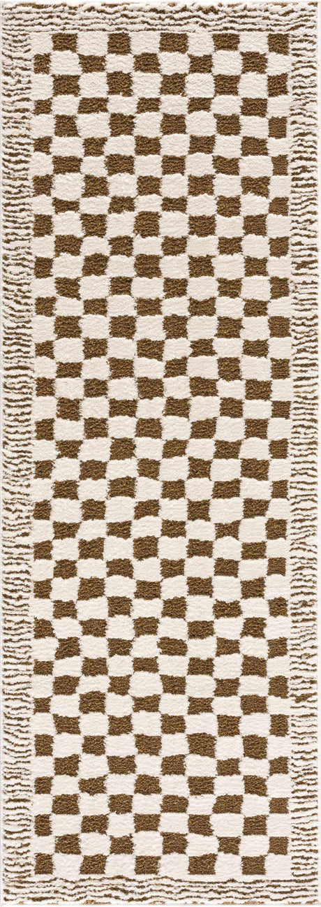 Leryn Brown&White Checkered Rug - Ornate Home