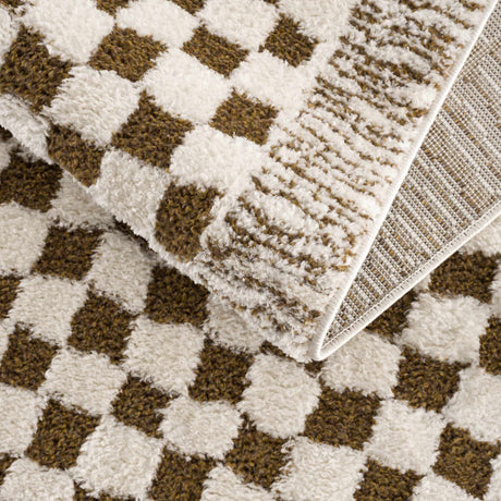 Leryn Brown&White Checkered Rug - Ornate Home