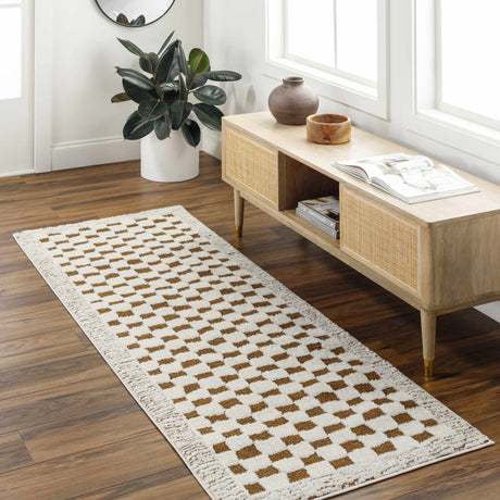 Leryn Brown&White Checkered Rug - Ornate Home