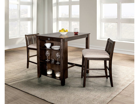 Lescles Dark Cherry 3 Pc. Counter Height Set - Ornate Home