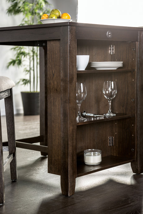 Lescles Dark Cherry 3 Pc. Counter Height Set - Ornate Home