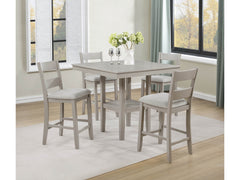Lester Greige 5-Piece Counter Height Dining Set - Ornate Home