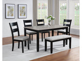 Lester Light Grey 6-Piece Dining Set w/ Bench - Ornate Home