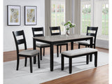 Lester Light Grey 6-Piece Dining Set w/ Bench - Ornate Home