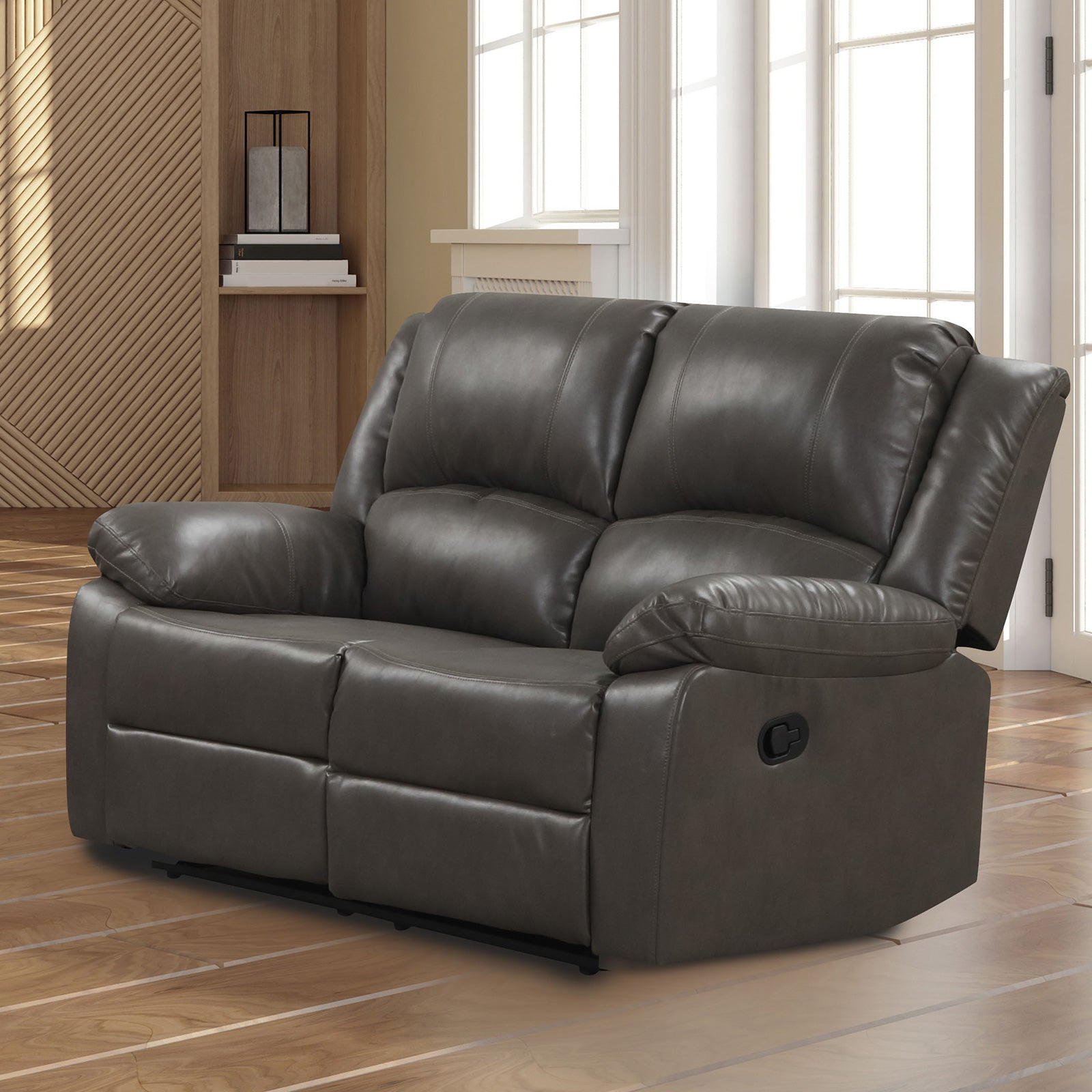 Letha Gray PU Leather Loveseat - Ornate Home