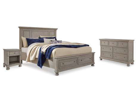 Lettner California King Panel Storage Bedroom Set with Dresser and Nightstand - Ornate Home