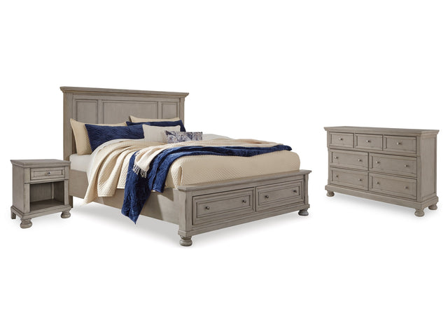 Lettner California King Panel Storage Bedroom Set with Dresser and Nightstand - Ornate Home